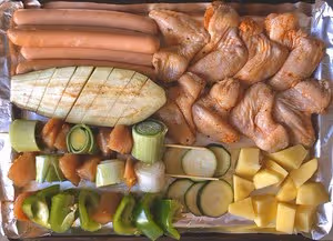 健康低脂烤箱版家庭燒烤｜#Healthymeals# （附照燒雞肉大蔥串做法）