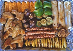 健康低脂烤箱版家庭燒烤｜#Healthymeals# （附照燒雞肉大蔥串做法）