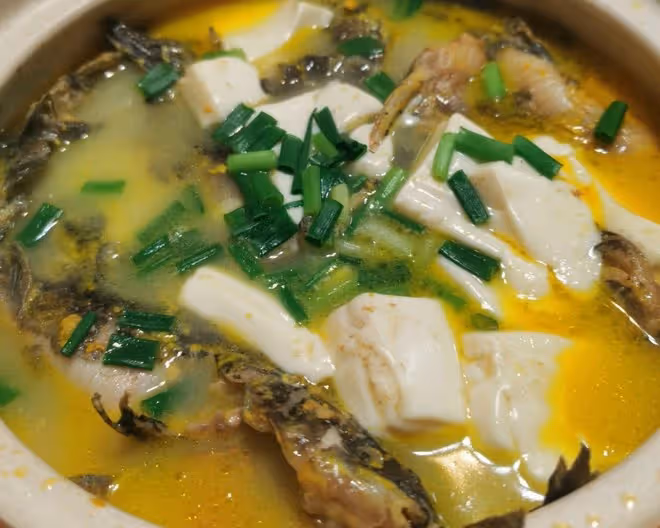 鮮掉眉毛的->昂刺魚豆腐湯