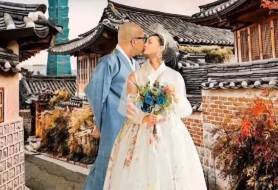 大S具俊曄韓服婚紗照曝光？兩人甜蜜熱吻