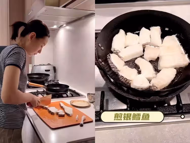 42歲董潔太賢惠,在豪宅給兒子做晚餐