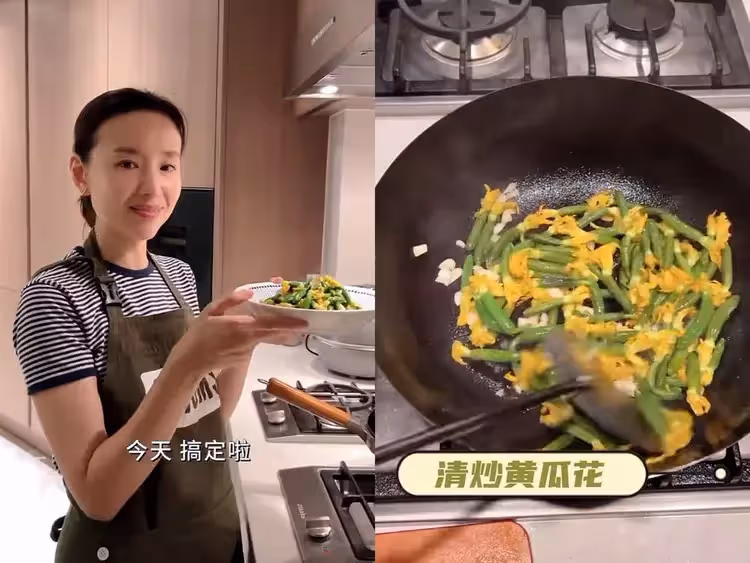 42歲董潔太賢惠,在豪宅給兒子做晚餐