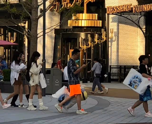 王思聰坐輪椅現身!走累了專人推車逛樂園,一手抱一美女艷福不淺