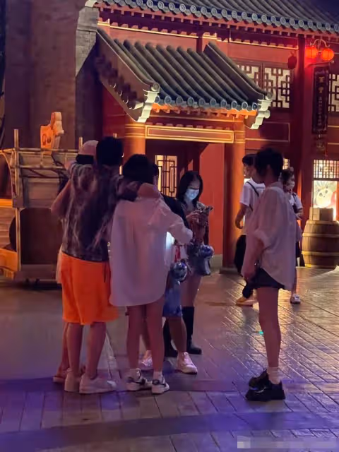 王思聰坐輪椅現身!走累了專人推車逛樂園,一手抱一美女艷福不淺