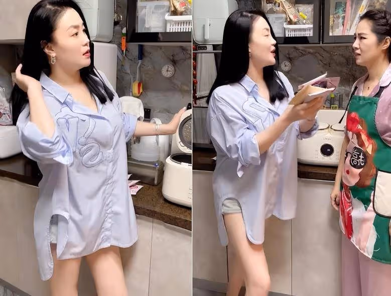 39歲微胖界女神缺美??腿她自信地擺出姿勢，穿著低領的身體