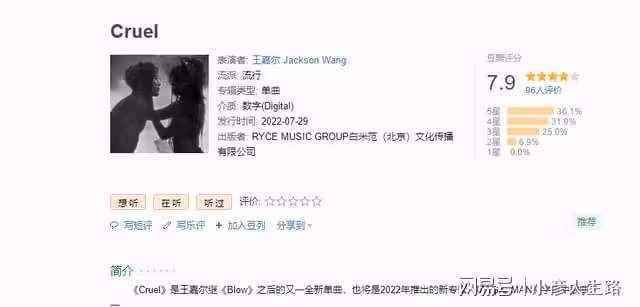 王嘉爾新專輯上線，十首歌搖滾又空靈，單曲豆瓣分數高於周杰倫？