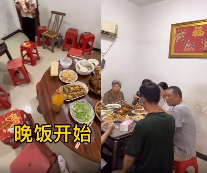 60歲港星回農村過中秋!燒柴做飯被煙燻到眼,家鄉菜擺滿桌很豐盛