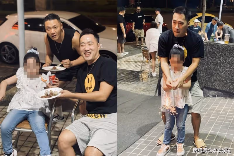 余苑綺弟弟曬全家福，帶兩個孩子吃烤肉，小朋友玩得很開心