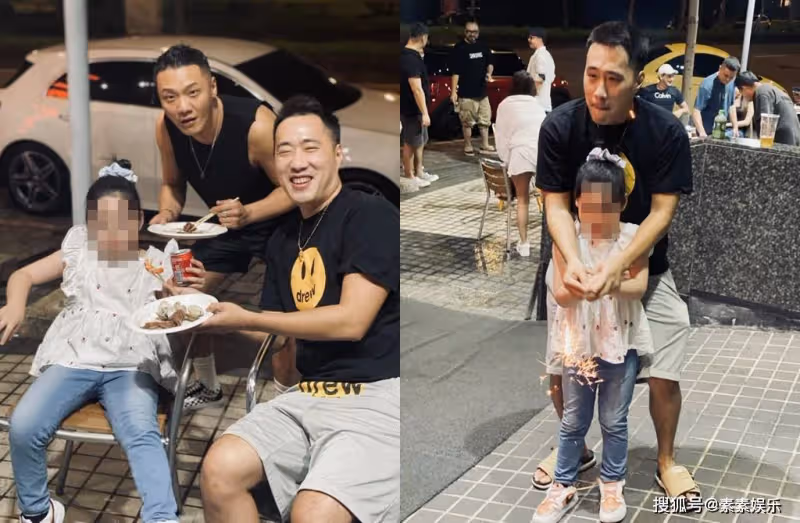 余苑綺弟弟曬全家福,帶兩個孩子吃烤肉,小朋友玩得很開心
