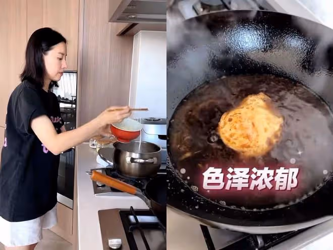 董潔素顏下廚做早餐,一頓要吃兩碗面,網友:現在還單身嗎?