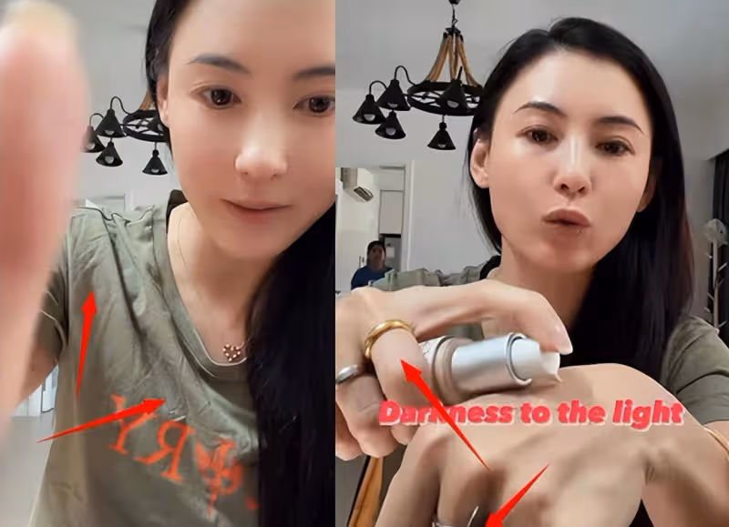 張柏芝戴9萬手鐲化妝,胳膊內側黑色紋身搶鏡,女傭人站門口偷看