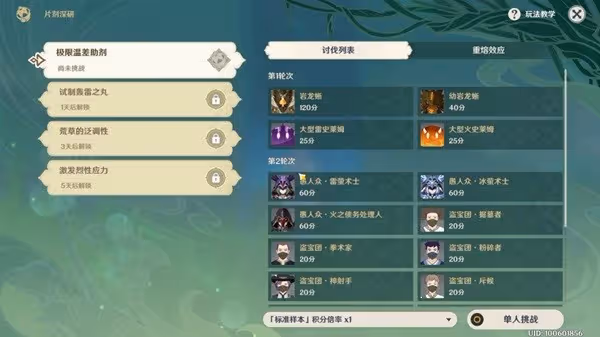 《原神》片劑深研第一關試用角色打法分享