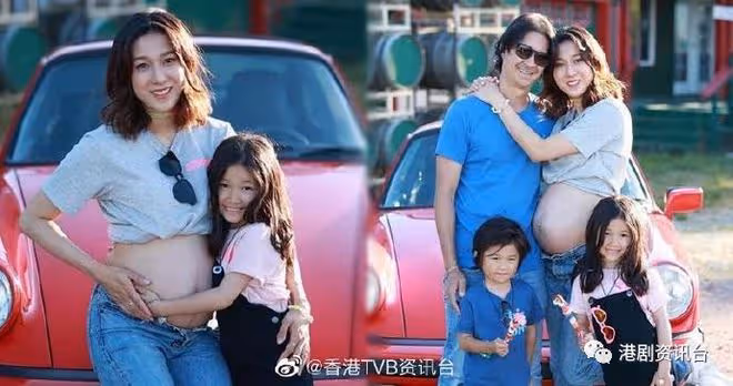 鍾嘉欣第三胎懷女影全家福！6歲大女Kelly眼大臉尖愈大愈靚