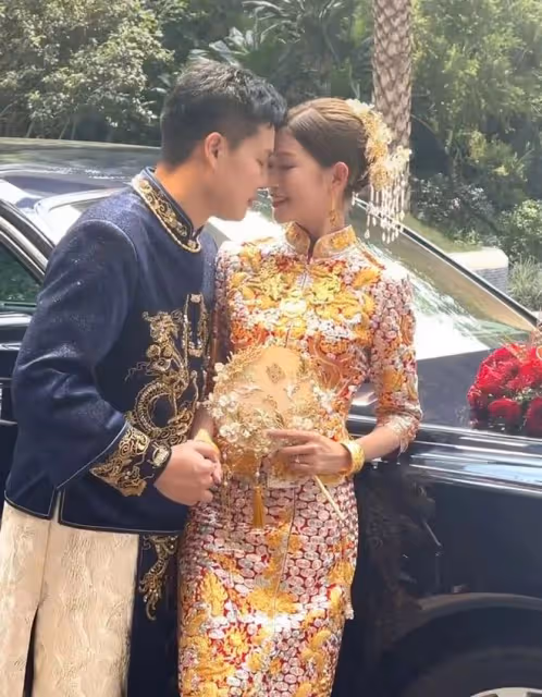 廣東知名主持出嫁陣仗大!穿13.8萬裙褂坐千萬豪車,新郎帥氣十足