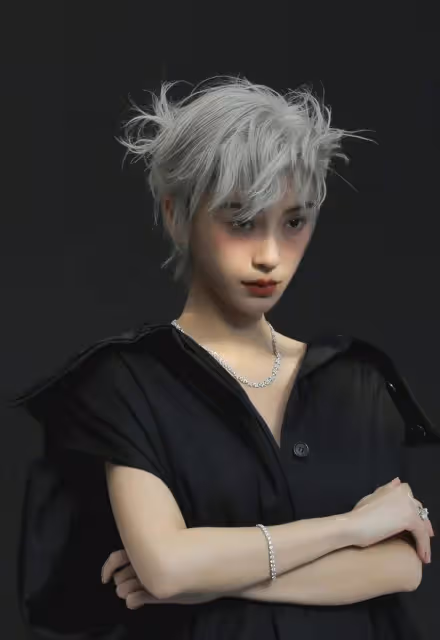 Angelababy銀色短髮造型曝光 被狂贊宛如漫畫人物