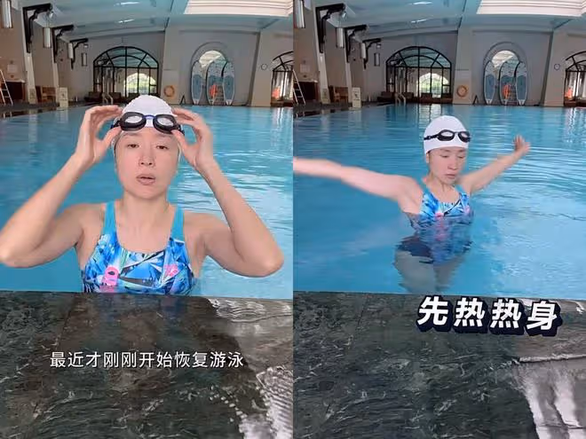 董潔劇組生活太豐富,住酒店穿泳裝大秀身材,一頓飯吃四個菜
