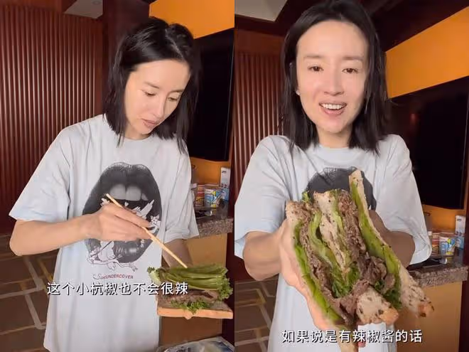 董潔劇組生活太豐富,住酒店穿泳裝大秀身材,一頓飯吃四個菜