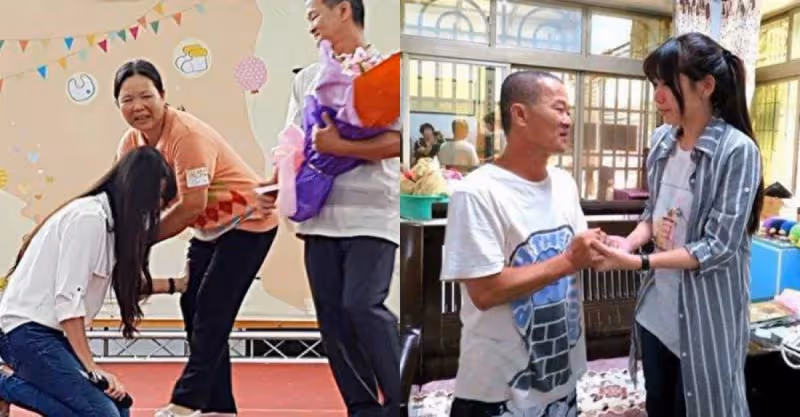 不敢忘養育恩！住寄養家庭半年「突然被生母帶走」 苦尋20年重逢「當場跪下叩謝」：謝謝你們給我的愛