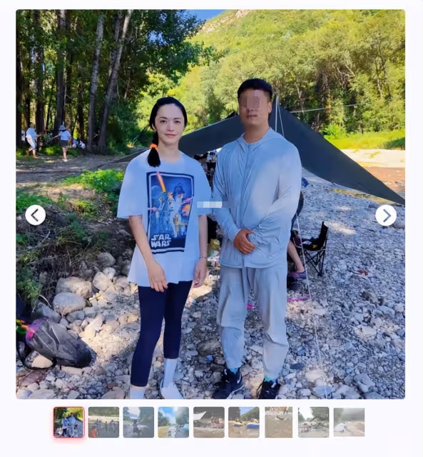 42歲姚晨帶娃山間野營，穿健美褲身材十分骨感，不化妝皮膚超白嫩