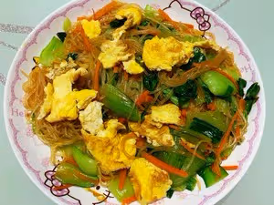 油菜粉絲炒雞蛋