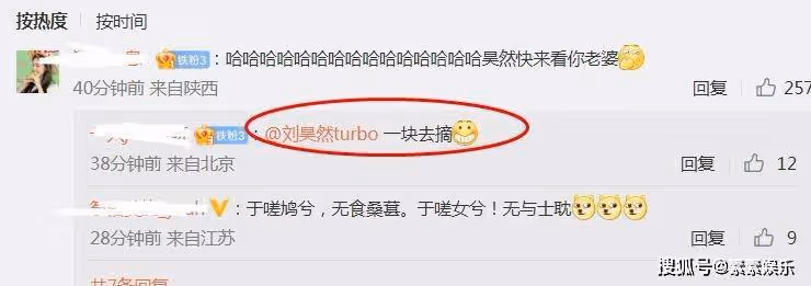 周冬雨在公園摘桑葚引發熱議，網友在留言區多次提到劉昊然