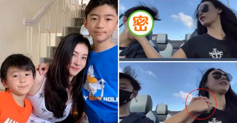 張柏芝開跑車送小Q上學！母子「十指緊扣」超親密，小Q兒子眉眼神似謝霆鋒