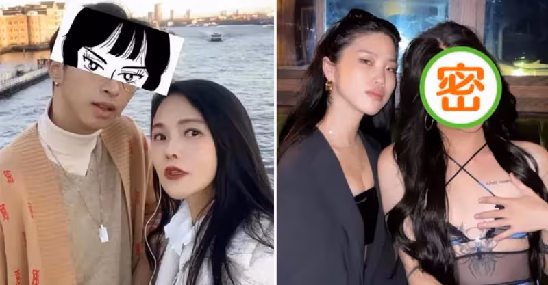 伊能靜兒子再換中空裝！戴長假髮穿泳衣，用手遮擋眼神嫵媚，網友直呼辣眼睛