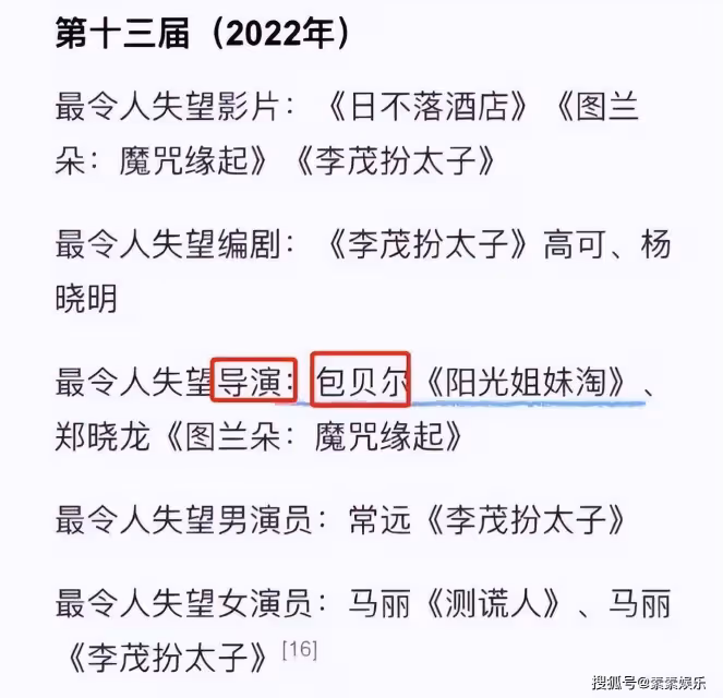 包貝爾回懟金掃帚失望導演獎,王寶強當年的格局這一下就拉開了