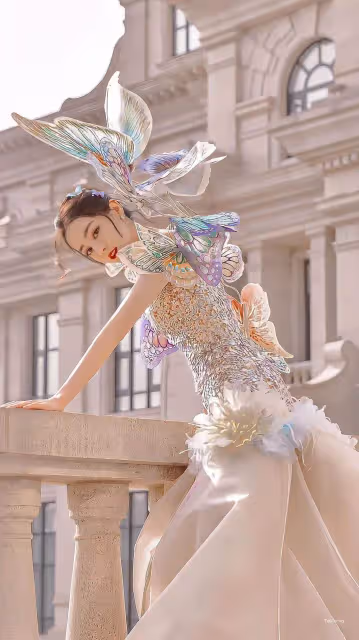 迪麗熱巴性感亮片禮服現身,化身春日裡的胡蝶仙子
