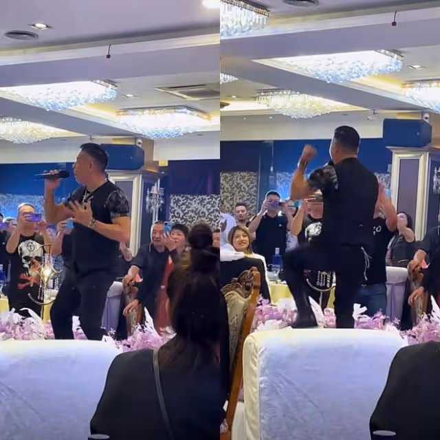 61歲港星吳毅將婚禮上演出!拍胸跺腳動作浮誇,唱愛國歌曲中氣足