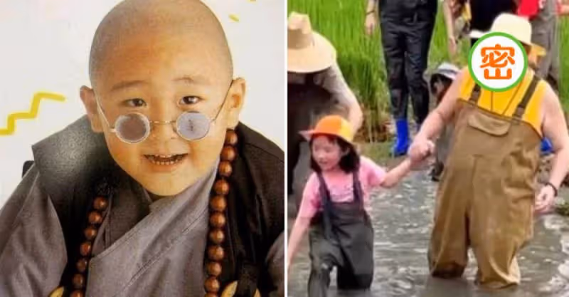 郝劭文帶7歲繼女下地幹活，穿背心戴草帽真接地氣，父女倆真溫馨