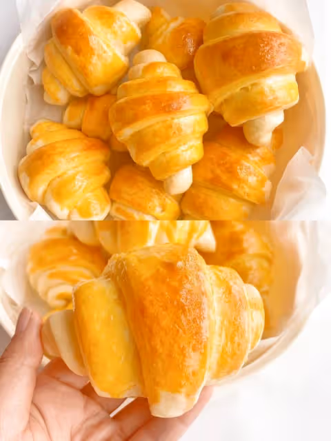 奶香牛角包，鬆軟香甜零失敗，早餐必備