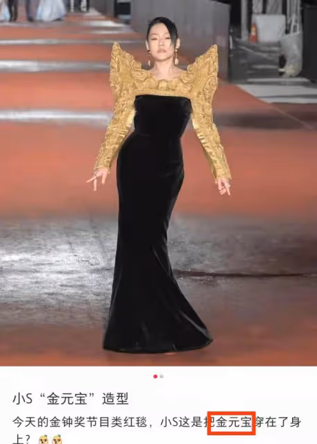 金鐘獎紅毯：小S造型似元寶，曾寶儀膀大腰圓，江宏傑眼影好妖嬈