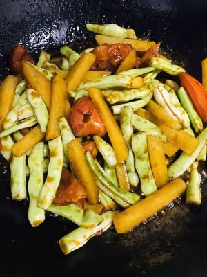 豆角燜面（素）