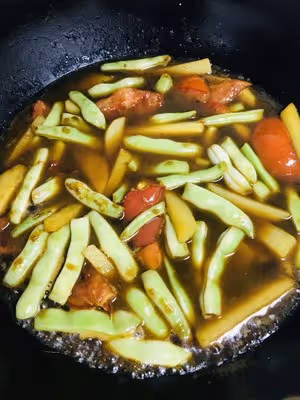 豆角燜面（素）