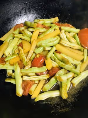豆角燜面（素）