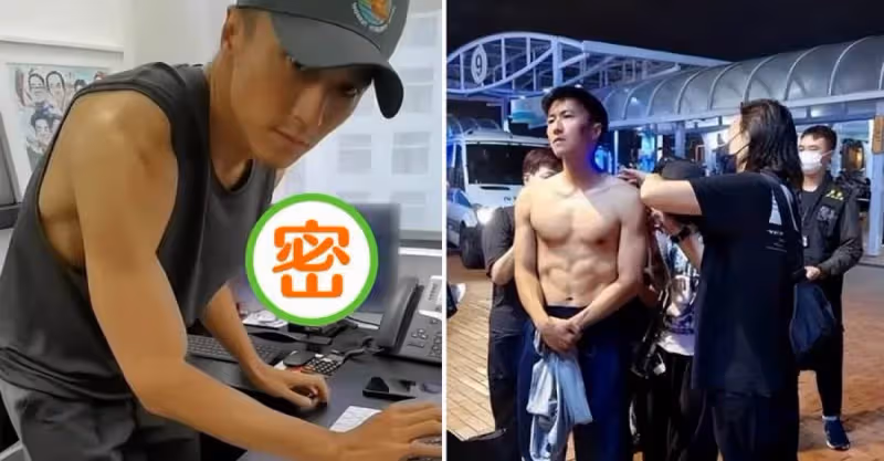 謝霆鋒在辦公室秀腹肌，一身古銅色的膚色，身後相框搶鏡，網友：柏芝和兒子？