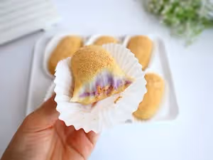 免烤箱！涼了也不硬！糯嘰嘰的芋泥肉鬆麻薯！