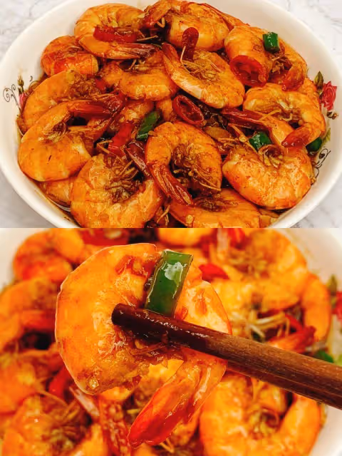 超級過癮❗️家常下飯菜辣炒大蝦🍤