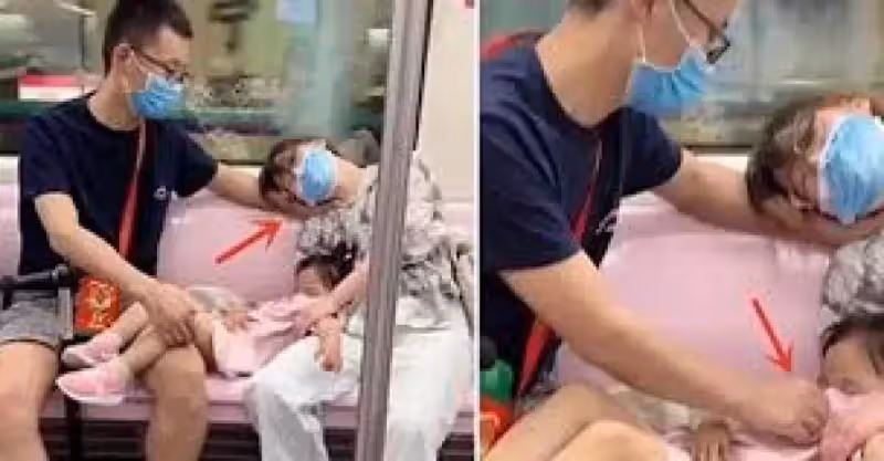 硬漢柔情！「搭地鐵不敢動」全程保護熟睡女兒　往旁一看「另一手也沒閒著」感動全網：最暖爸爸