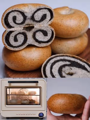 雙重黑芝麻貝果🥯低油低糖巨好吃㊙️詳細教程