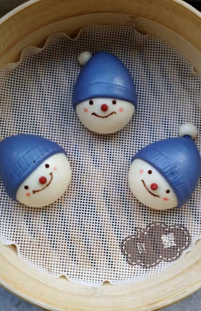 藍帽子小雪人饅頭