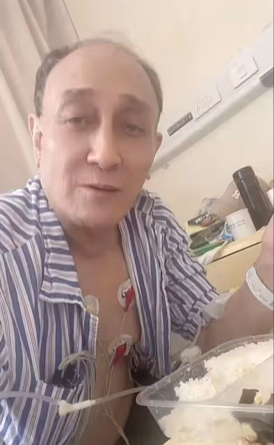 60歲喜劇演員緊急入院引擔憂！身上滿是儀器，憔悴無力吃素菜盒飯