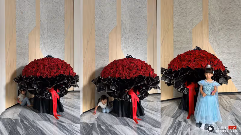 「馬來西亞最美千金」陳雪玲收超狂玫瑰花!大到像樹一樣 可以遮小孩
