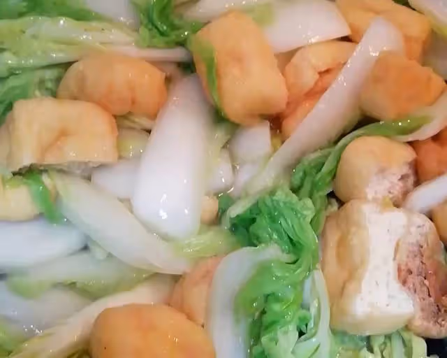 小蔥油豆腐炒大白菜（娃娃菜）