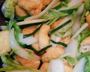 小蔥油豆腐炒大白菜（娃娃菜）