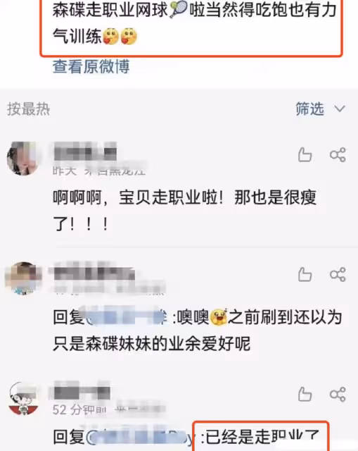 網傳森碟已走上網球職業選手道路，曾師從休伊特，7歲就開始訓練