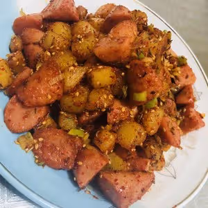 超好吃❗️孜然火腿土豆丁（燒烤料版）
