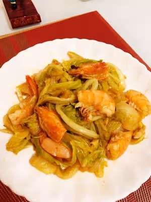白菜炒大蝦