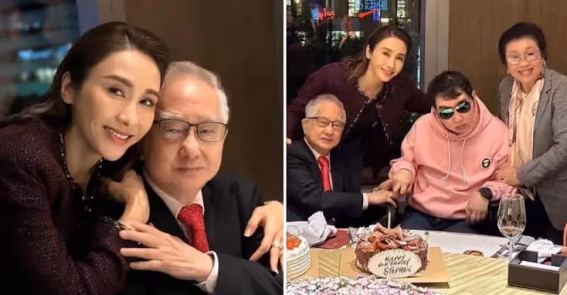 51歲黎姿曬全家福為父親慶生，弟弟坐輪椅罕出鏡，66歲老公笑容爽朗